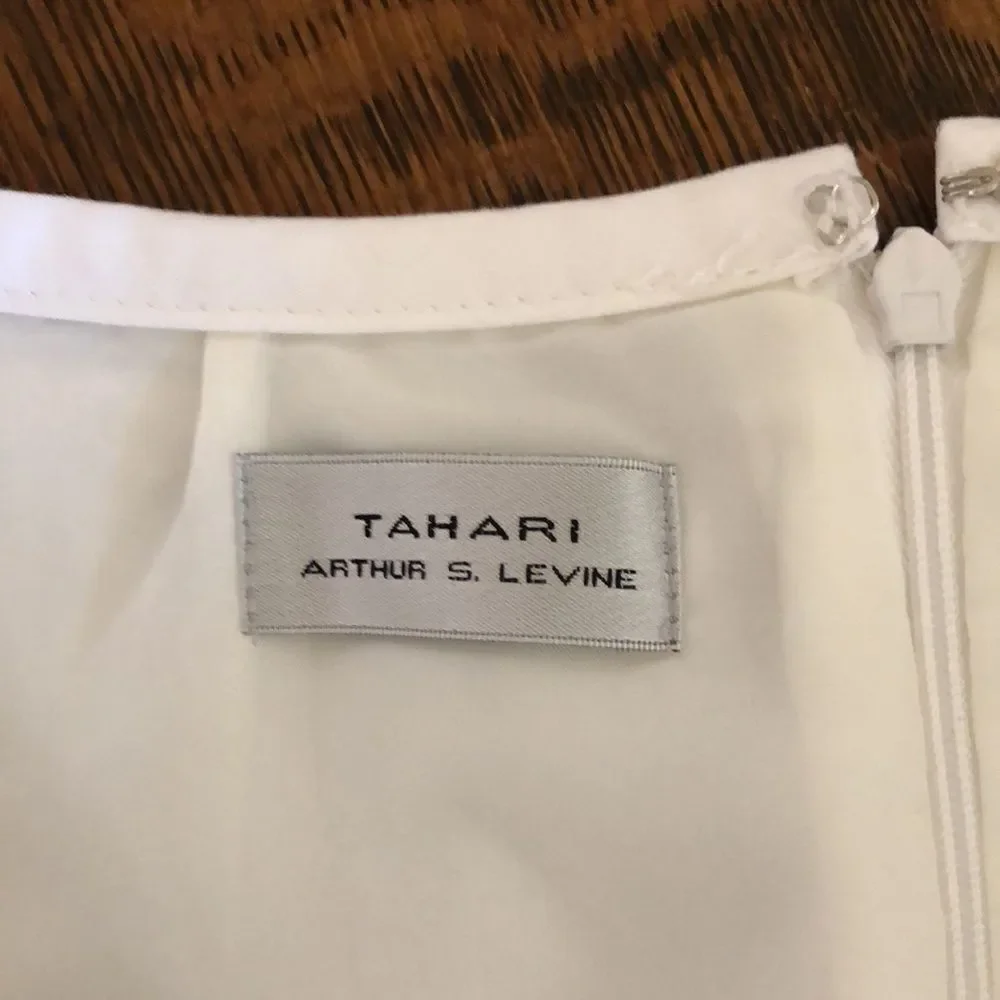 Tahari Arthur S. Levine Skirt White & Floral Pencil Size 2 Career, Professional